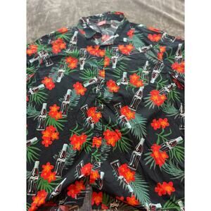 Coca-Cola Hawaiian Shirt Mens‎ XXL Tropical Floral Short Sleeve Button Up